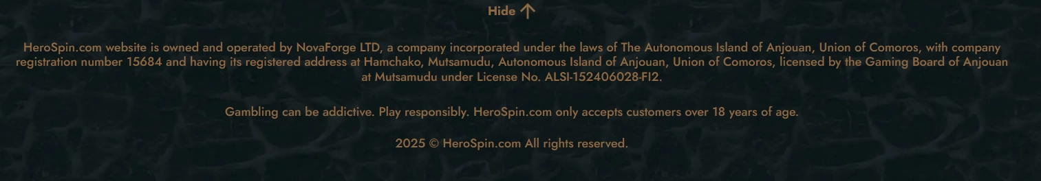 Security, Licence and Fair Play_Herospin Casino